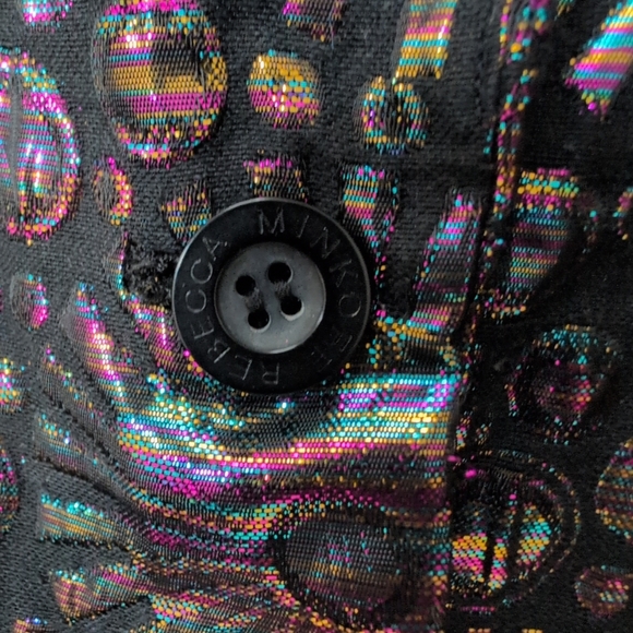 Rebecca Minkoff Blazer Jacket Womens 0 Black Base/Iridescent Maximalist Textured - Picture 6 of 15